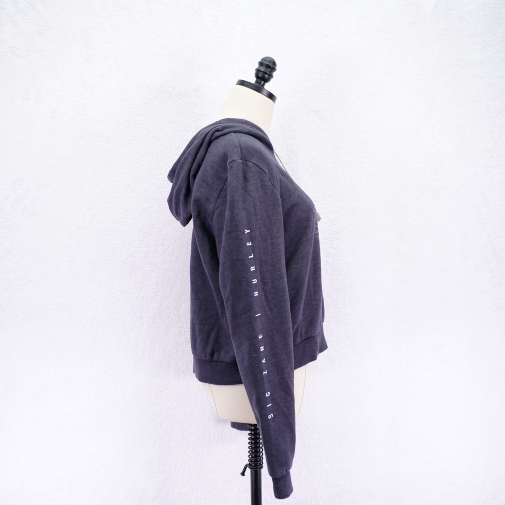 Hurley -Medium- Gray‎ Hooded Long Sleeve Pullover Sweater Floral - Picture 4 of 7